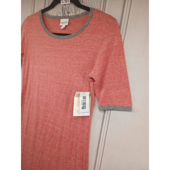 NWT LuLaRoe Dress Women's SZ XS Casual Stretch Sheath Julia Style Pink Gray Trim - Picture 8 of 16